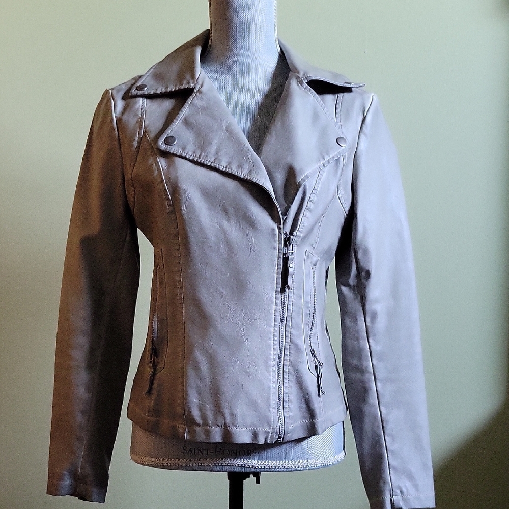 Max Studio Gray Faux Leather Jacket